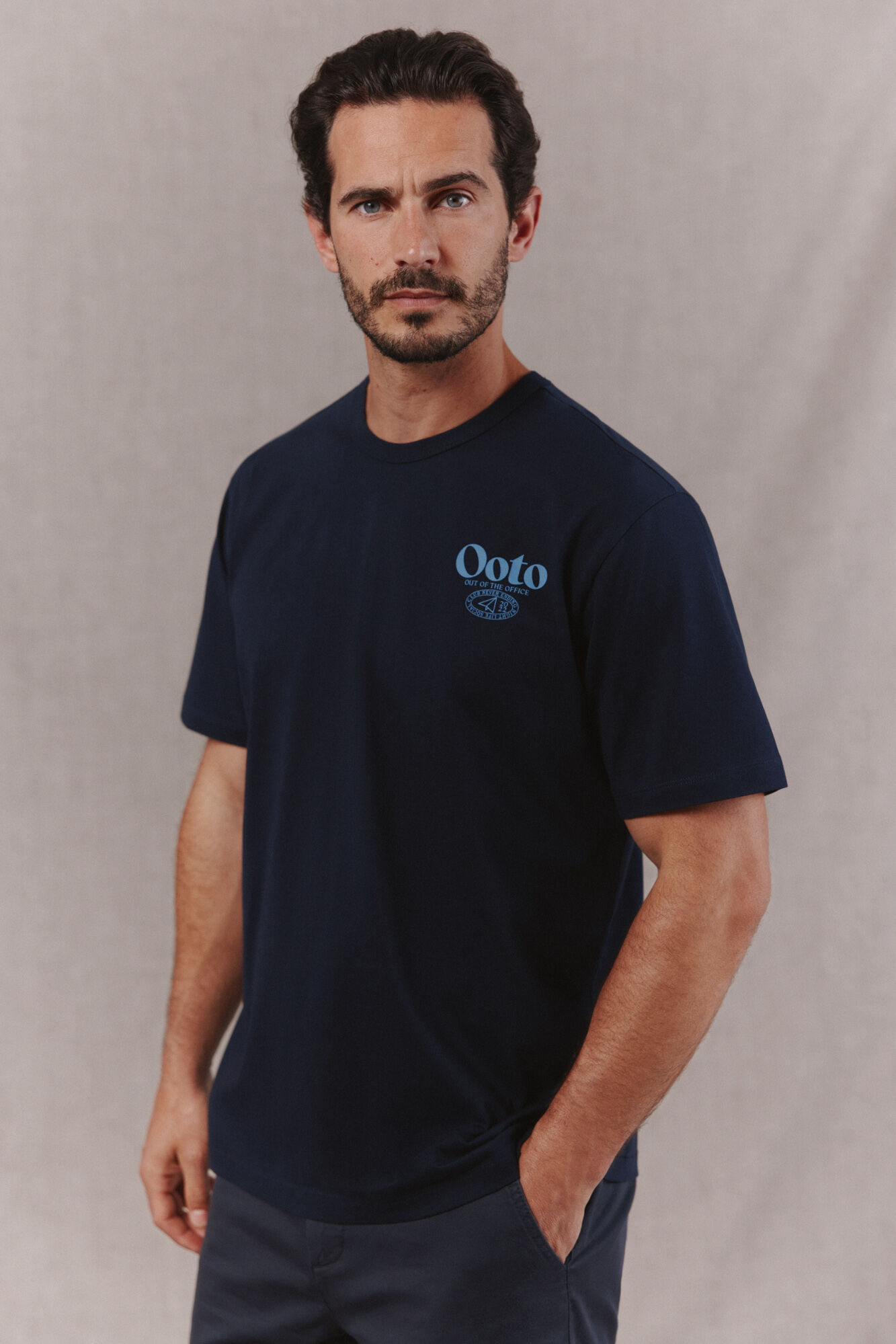 OOTO Washed logo T-shirt Navy