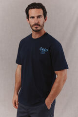 OOTO Washed logo T-shirt Navy