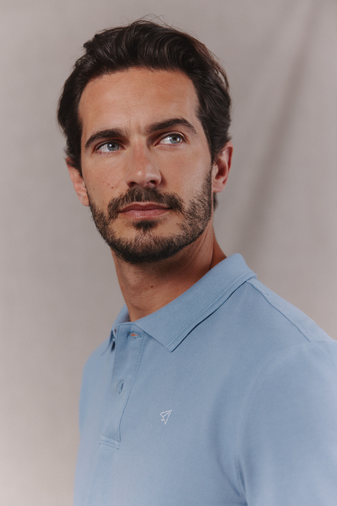 OOTO Washed piqu&eacute; polo shirt with embroidered plane Blue
