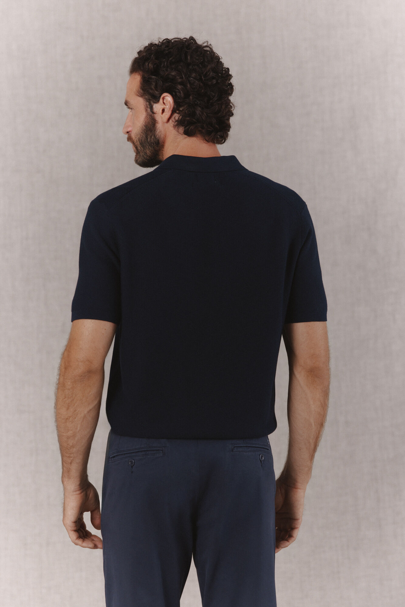 OOTO Polo punto manga corta estructura Azul marino