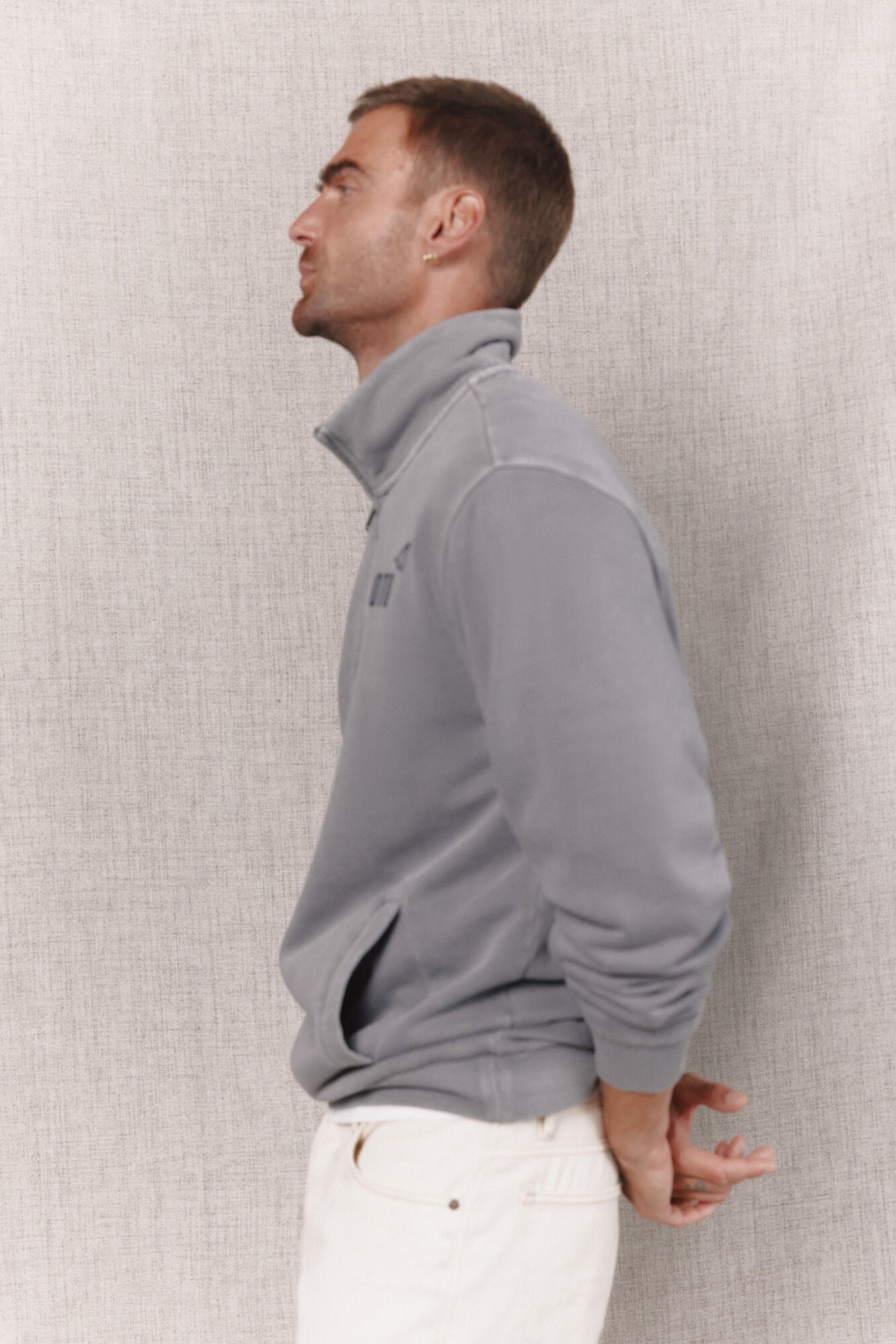OOTO Sweatshirt gola com fecho-&eacute;clair Cinzento