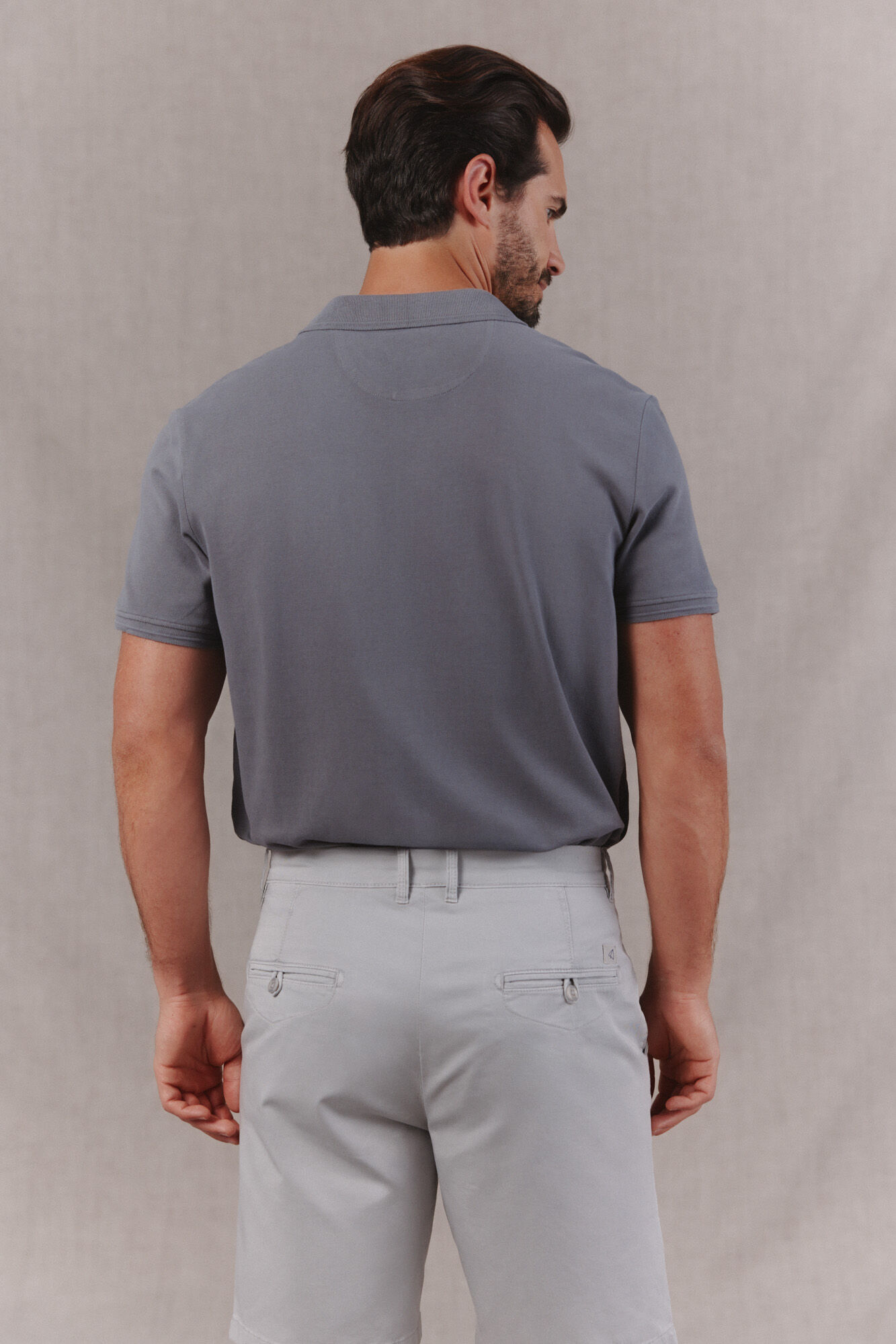OOTO Washed piqu&eacute; polo shirt with embroidered plane Grey