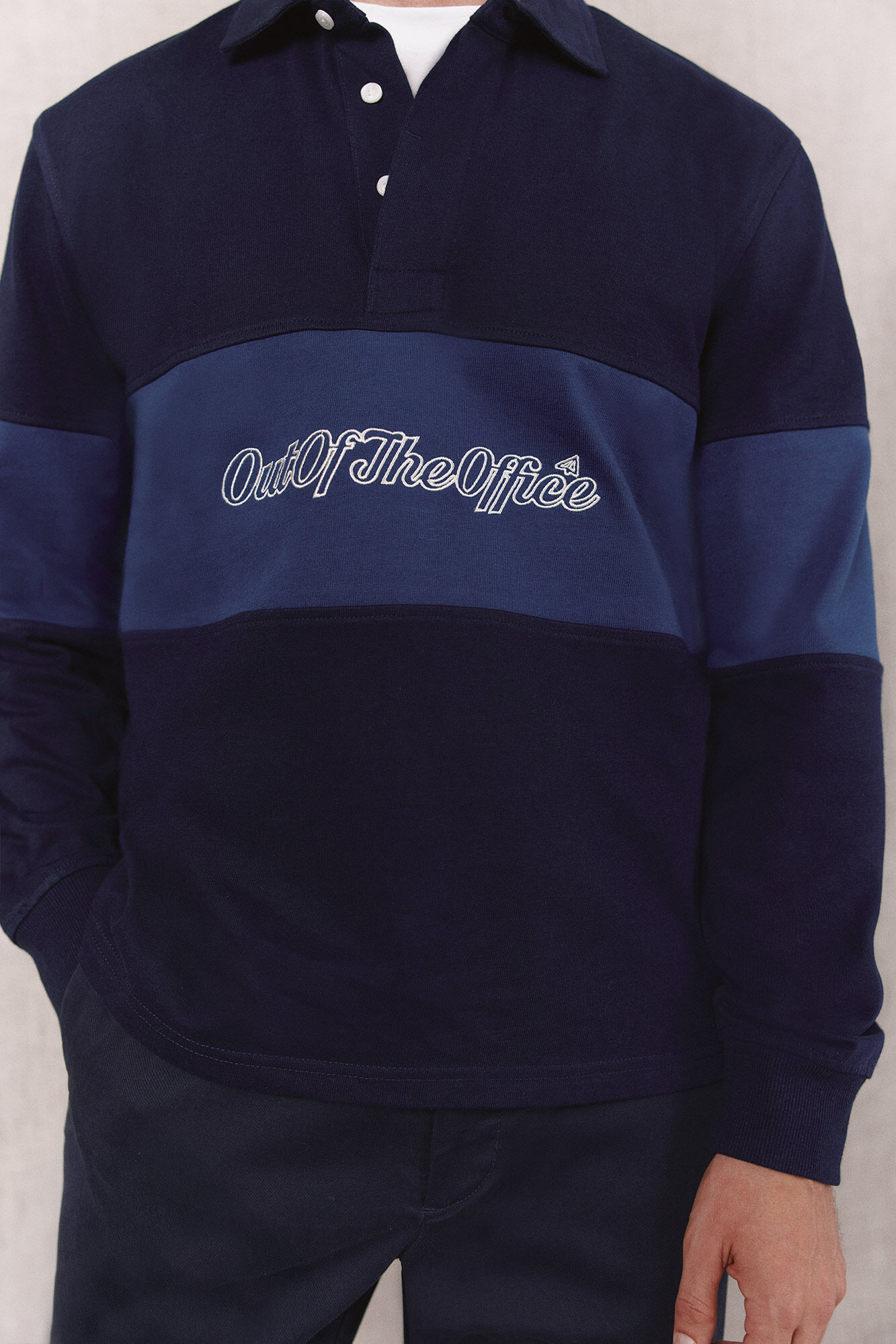 OOTO Polo de rugby com logo Azul