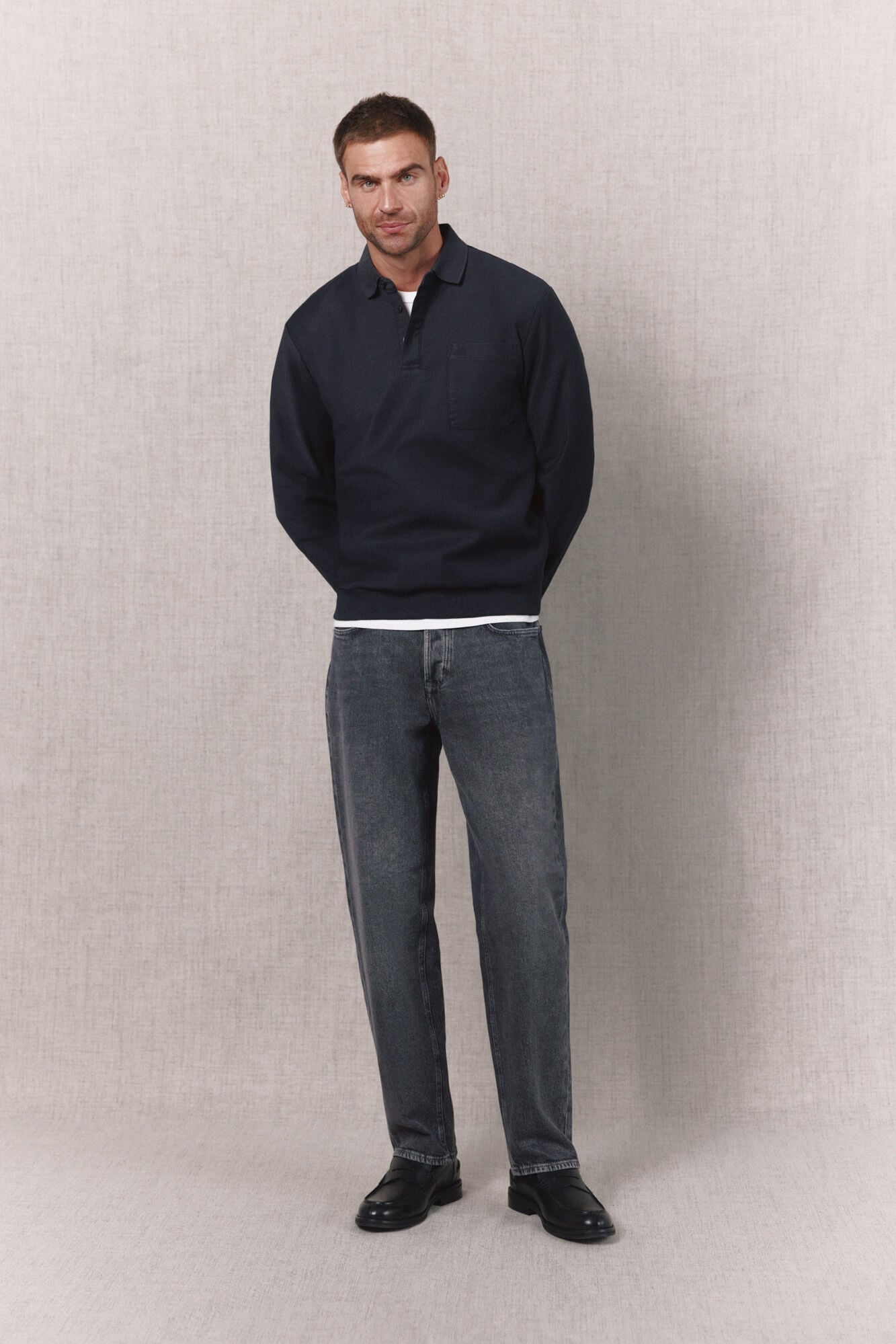 OOTO Sweatshirt gola polo Cinzento