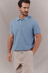 OOTO Washed piqu&eacute; polo shirt with embroidered plane Blue
