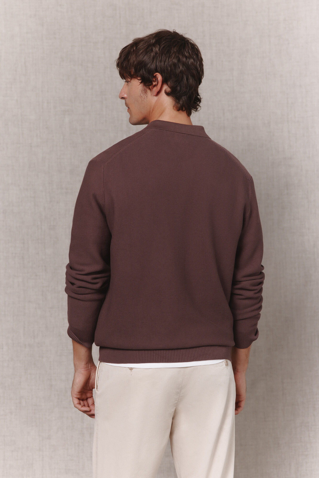 OOTO Cotton polo neck jumper Brown