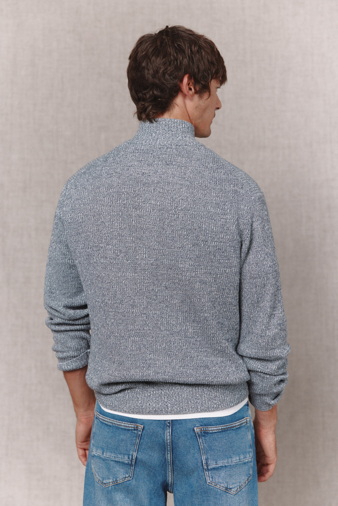 OOTO Jersey torzal cuello camionero Azul oscuro