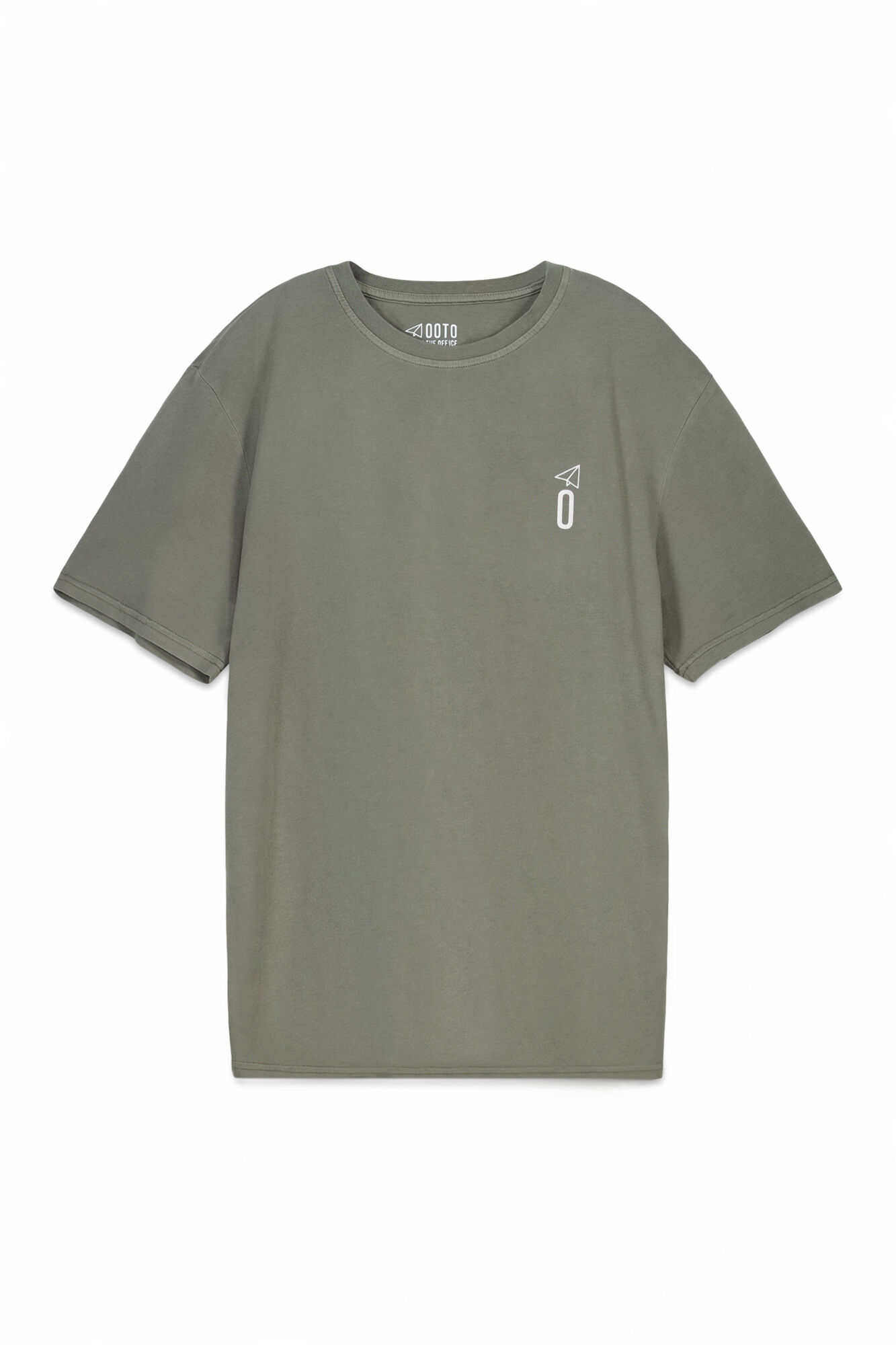 OOTO T-shirt b&aacute;sica lavagem desbotada com estampado Verde