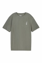 OOTO T-shirt b&aacute;sica lavagem desbotada com estampado Verde