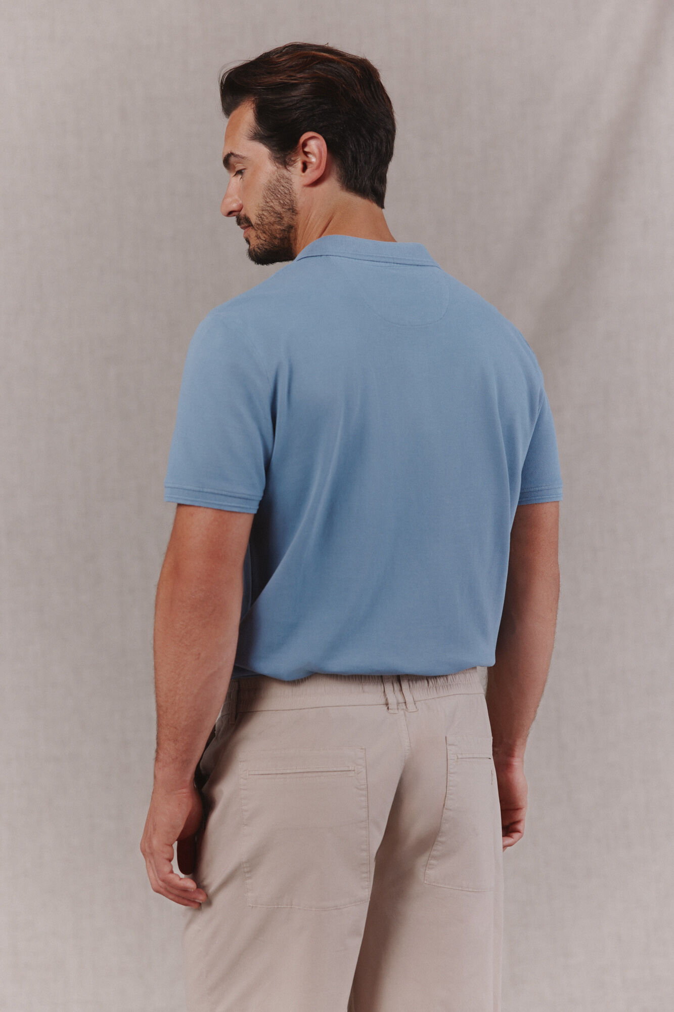 OOTO Washed piqu&eacute; polo shirt with embroidered plane Blue