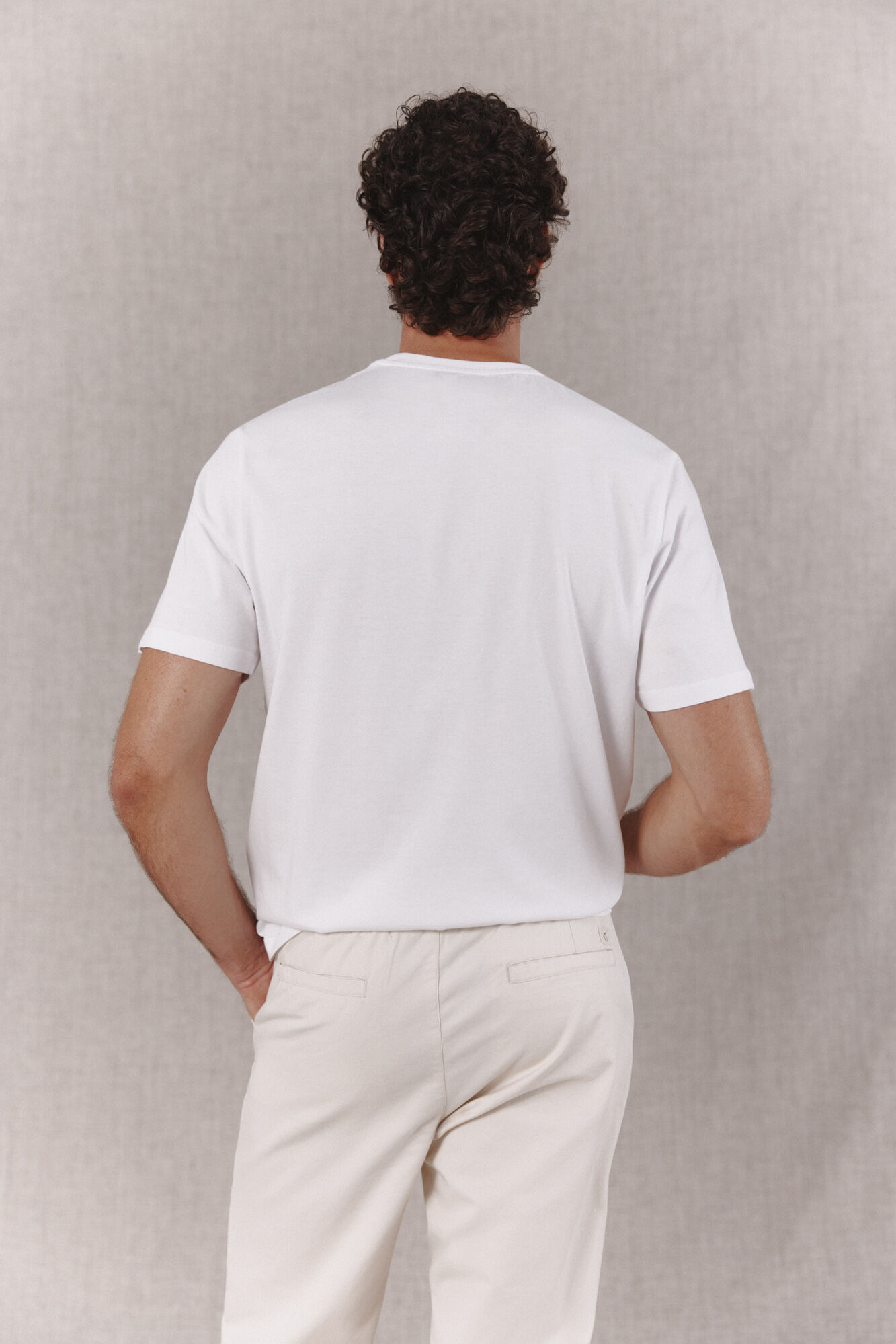 OOTO T-shirt b&aacute;sica lavagem desbotada com estampado Branco