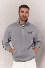 OOTO Sweatshirt gola com fecho-&eacute;clair Cinzento