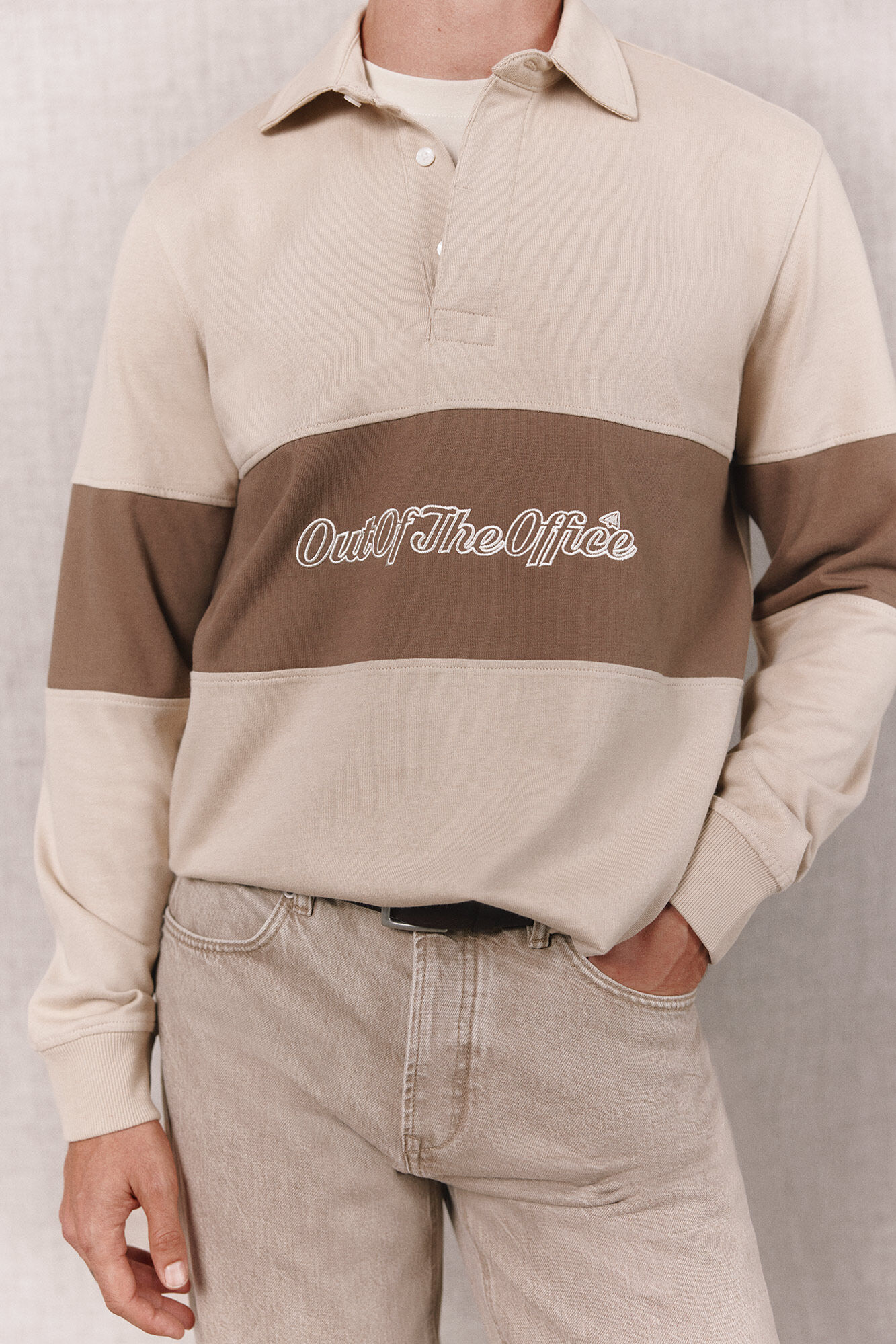 OOTO Polo de rugby com logo Tostado