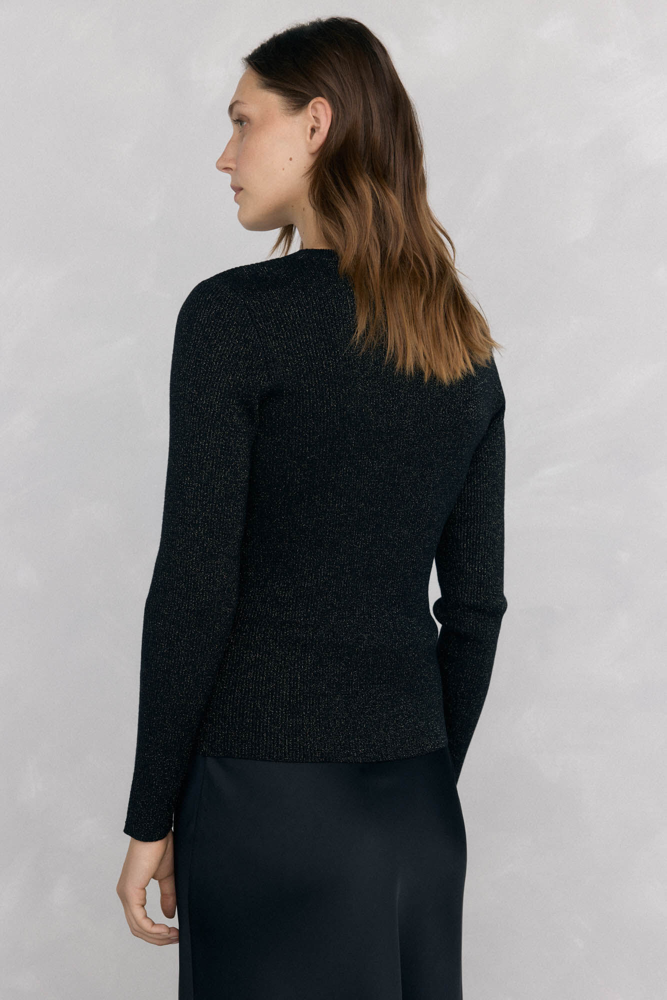 Pedro del Hierro Shiny jersey-knit top with openings Black