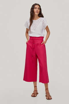 Pedro del Hierro Linen/cotton paperbag trousers Pink