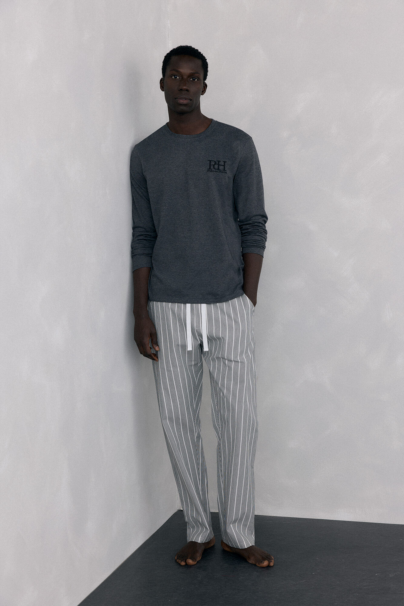 Pedro del Hierro Jersey-knit and cloth pyjama set Grey