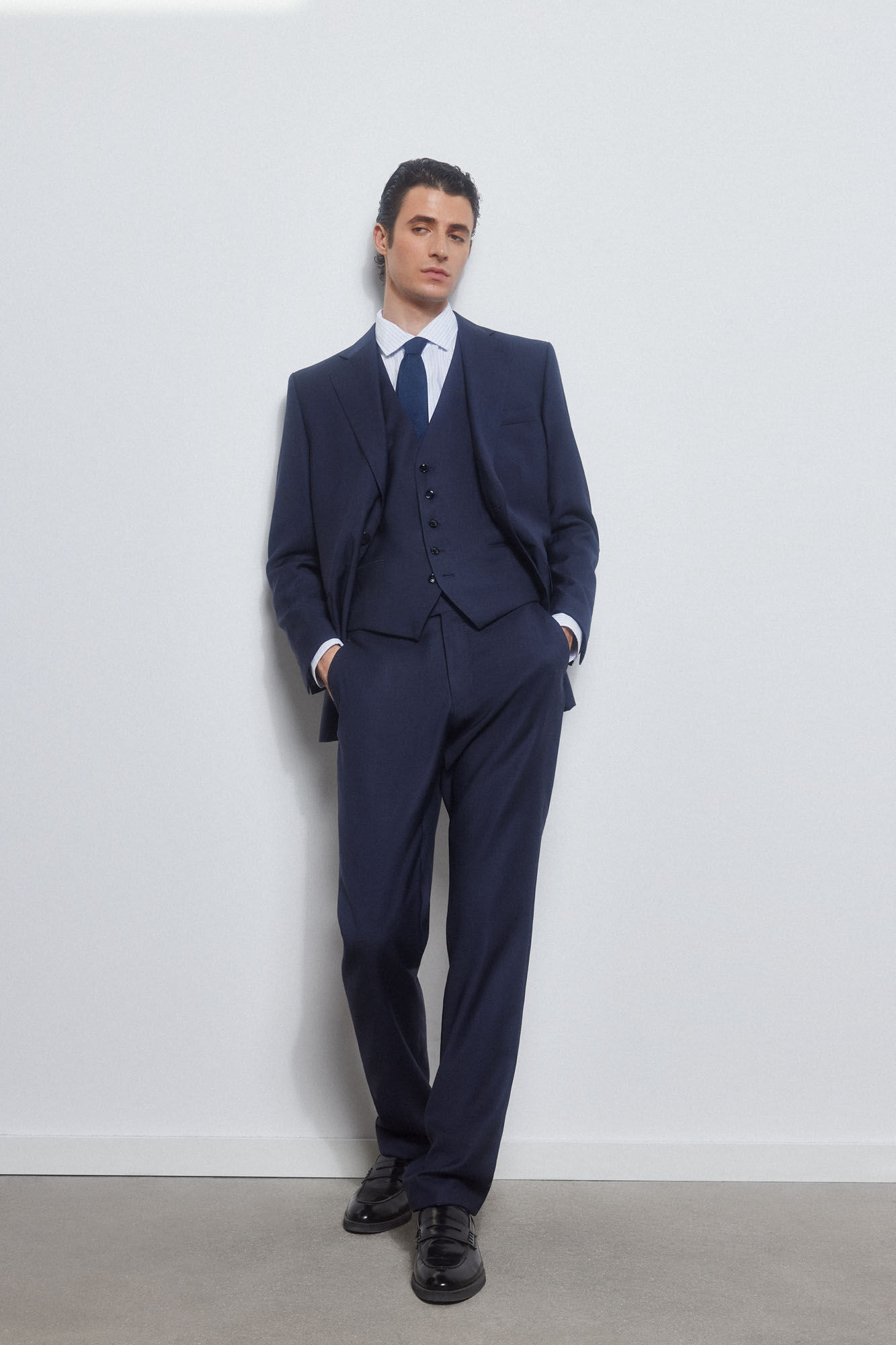 Pedro del Hierro Fine-checked waistcoat Blue