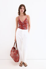 Pedro del Hierro Fato de banho estampado com contrastes Coral