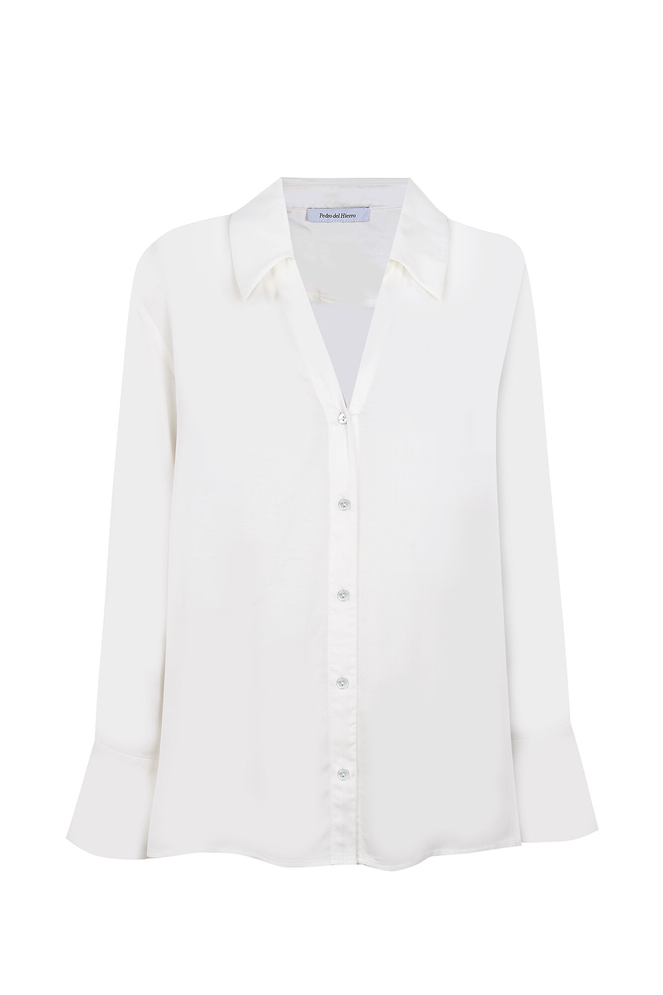 Pedro del Hierro Satin-finish basic shirt Ecru