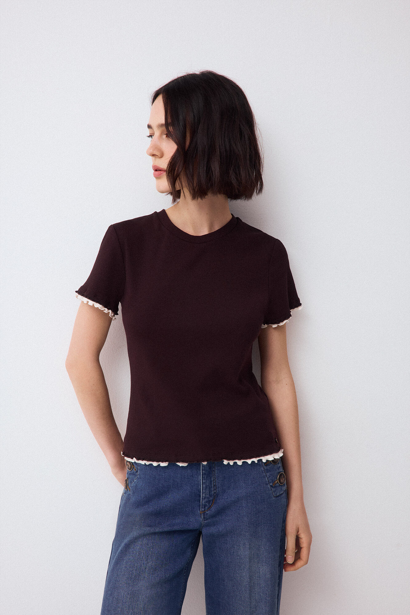 Pedro del Hierro Faux rib double T-shirt