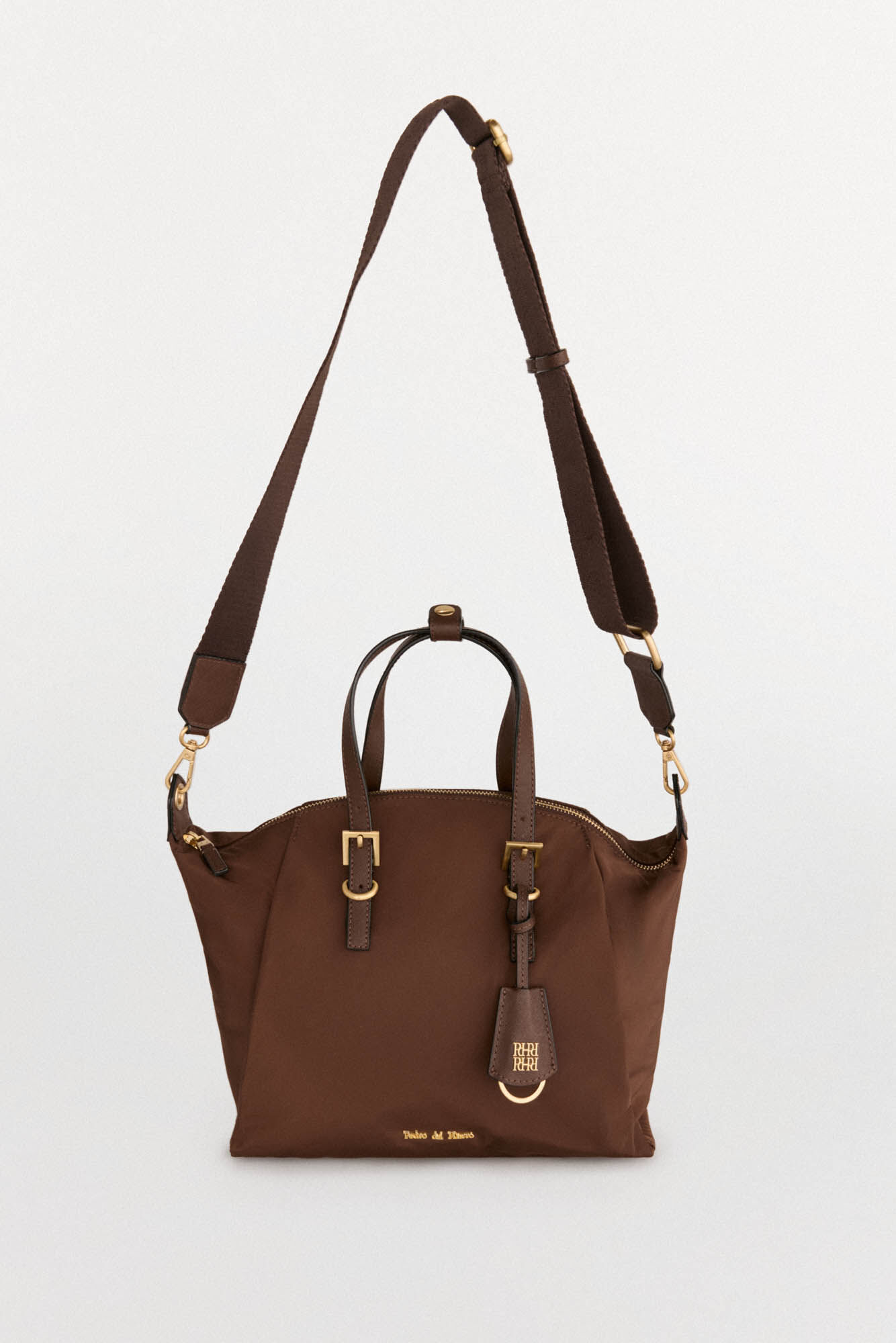 Pedro del Hierro Bolsa de compras de nylon com fivelas Marrom