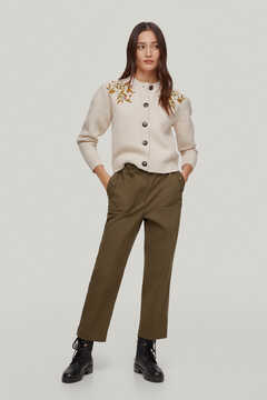 Pedro del Hierro Floral embroidered jacket. Beige
