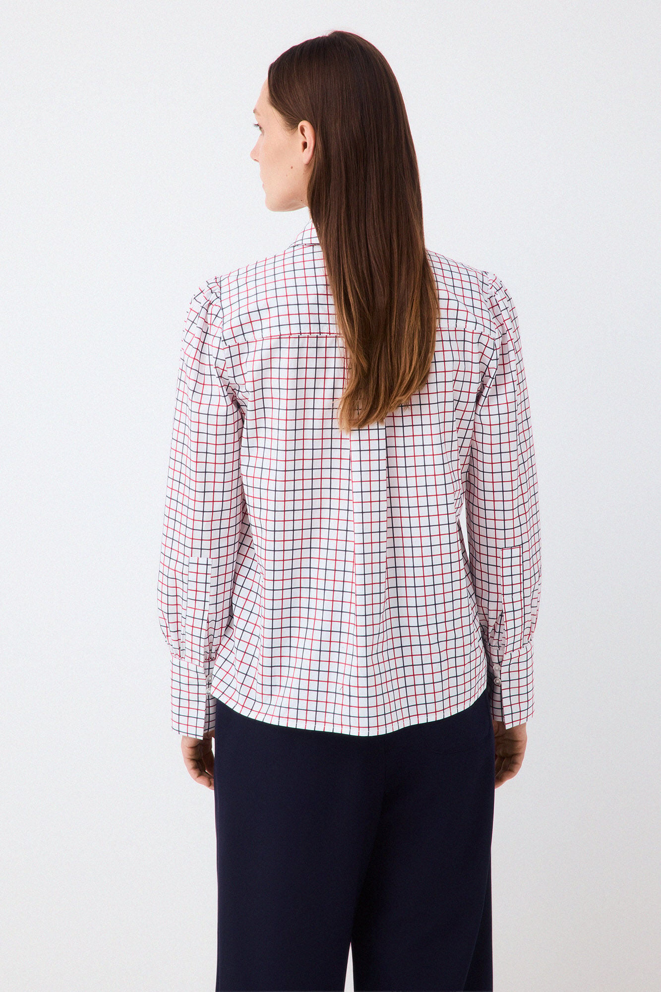 Pedro del Hierro Plaid tie blouse Red