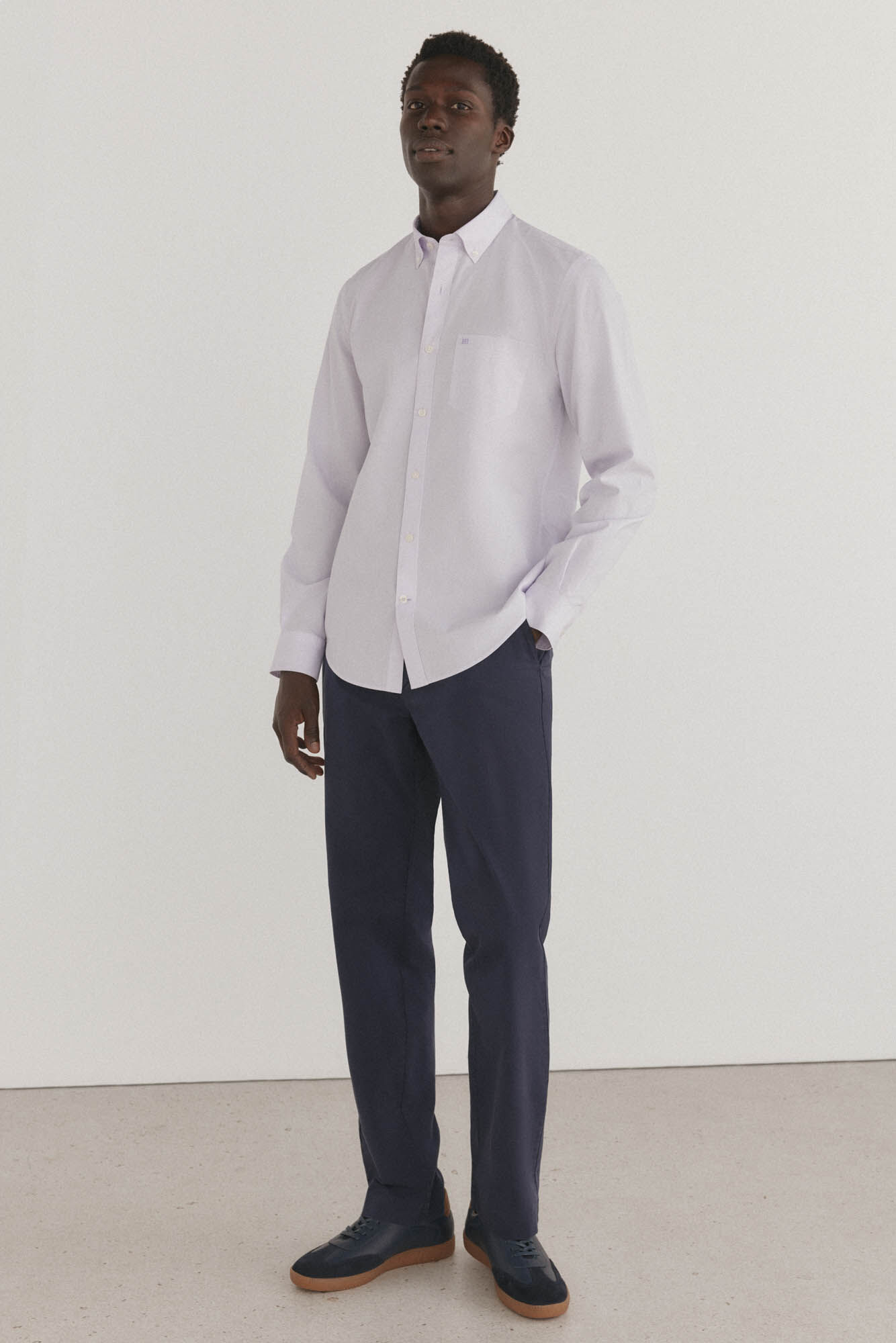 Pedro del Hierro Non-iron + stain-resistant plaid shirt Purple