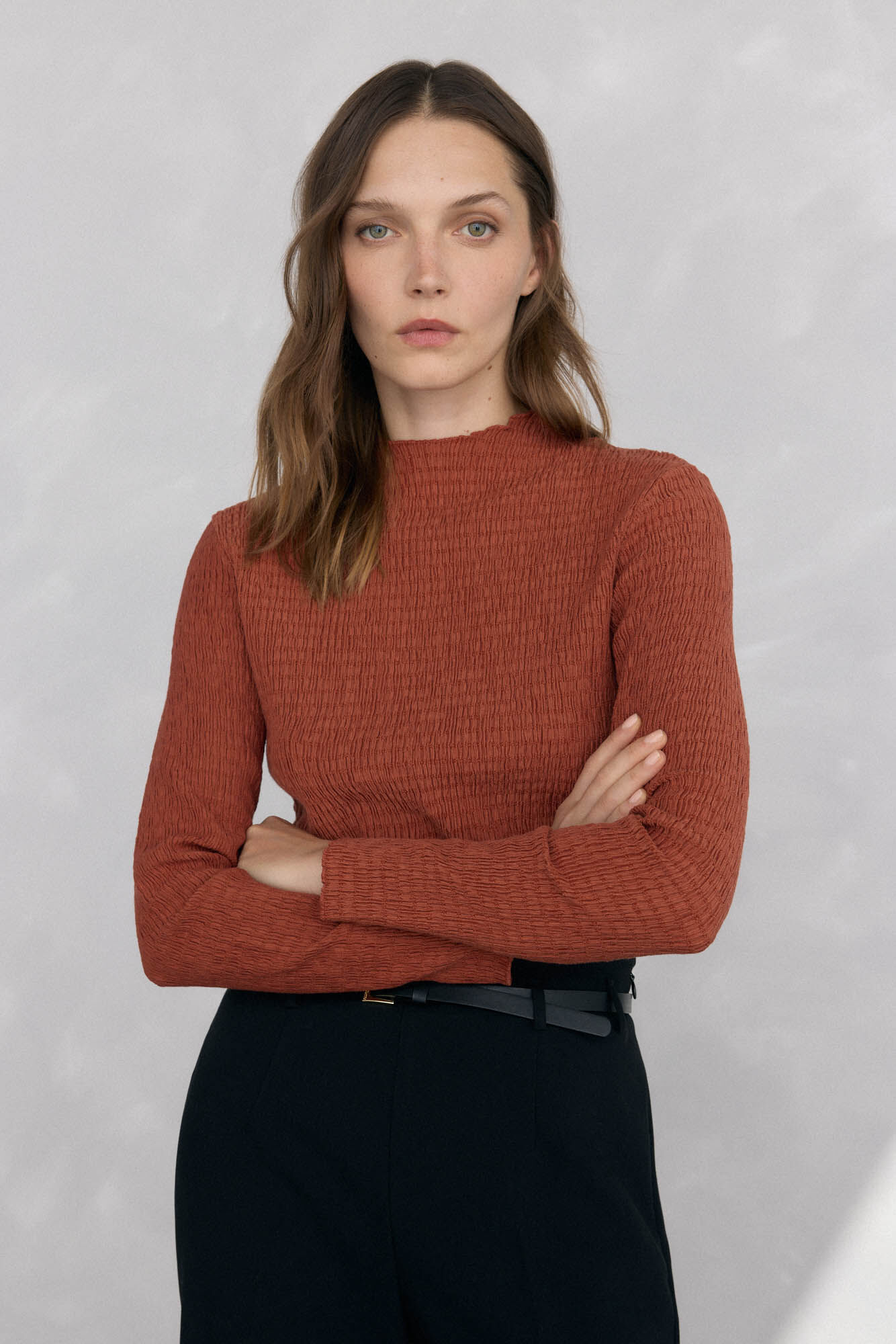 Pedro del Hierro Structured funnel neck t-shirt