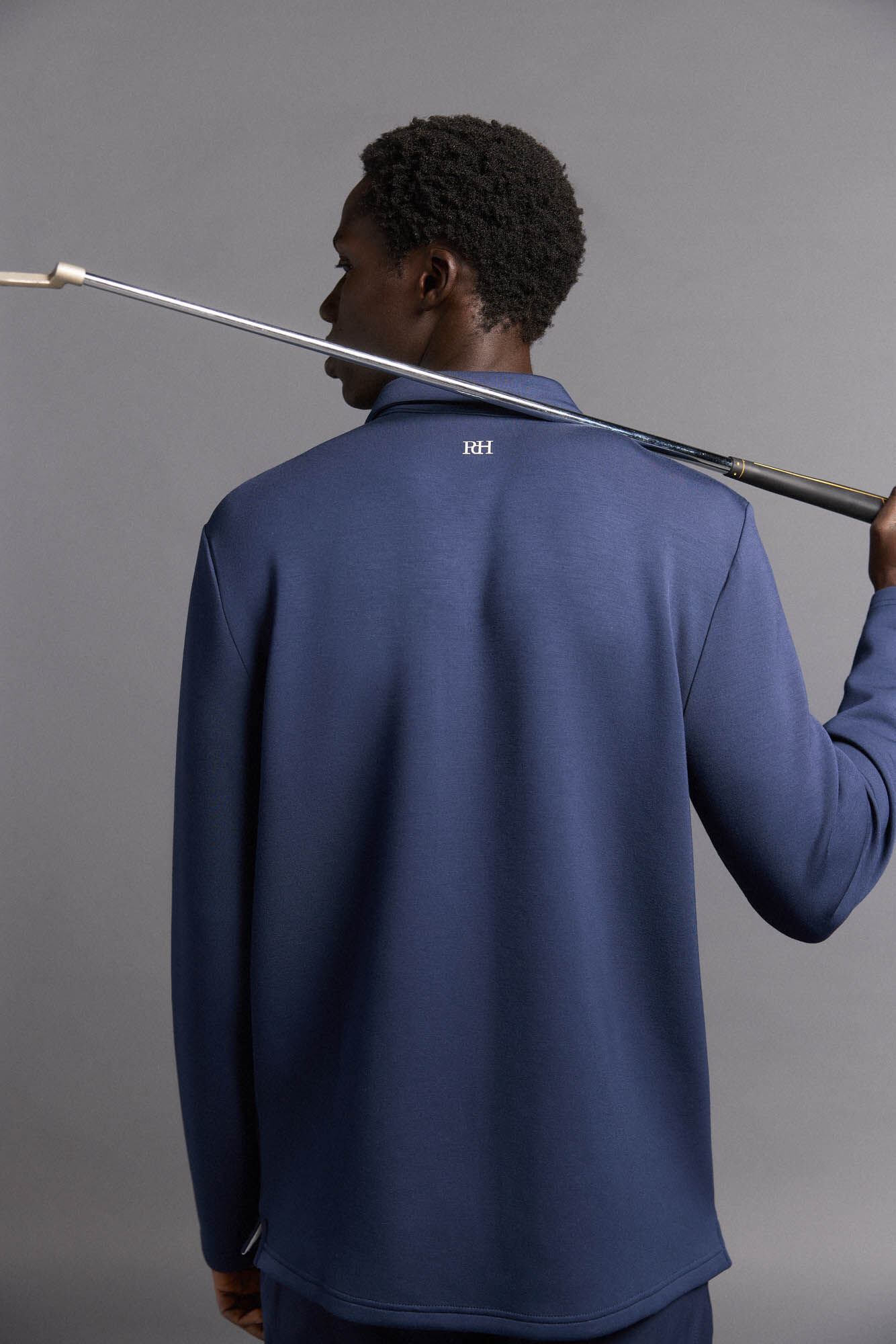 Pedro del Hierro Camisa polo de golfe de manga comprida liso Azul