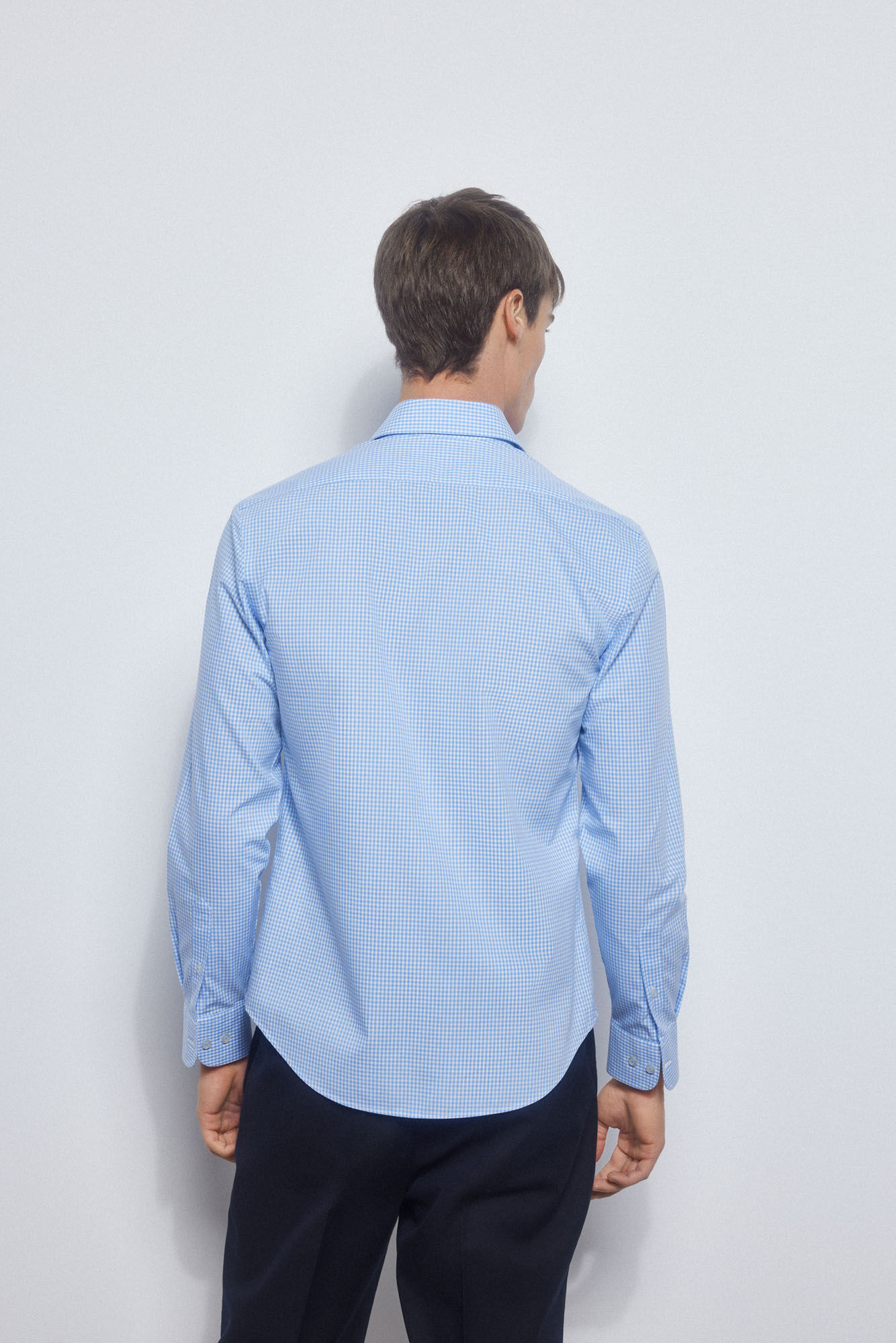 Pedro del Hierro Checked slim fit non-iron + stain-resistant dress shirt Blue