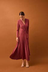 Pedro del Hierro Vestido fluido com detalhe de n&oacute; Rosa