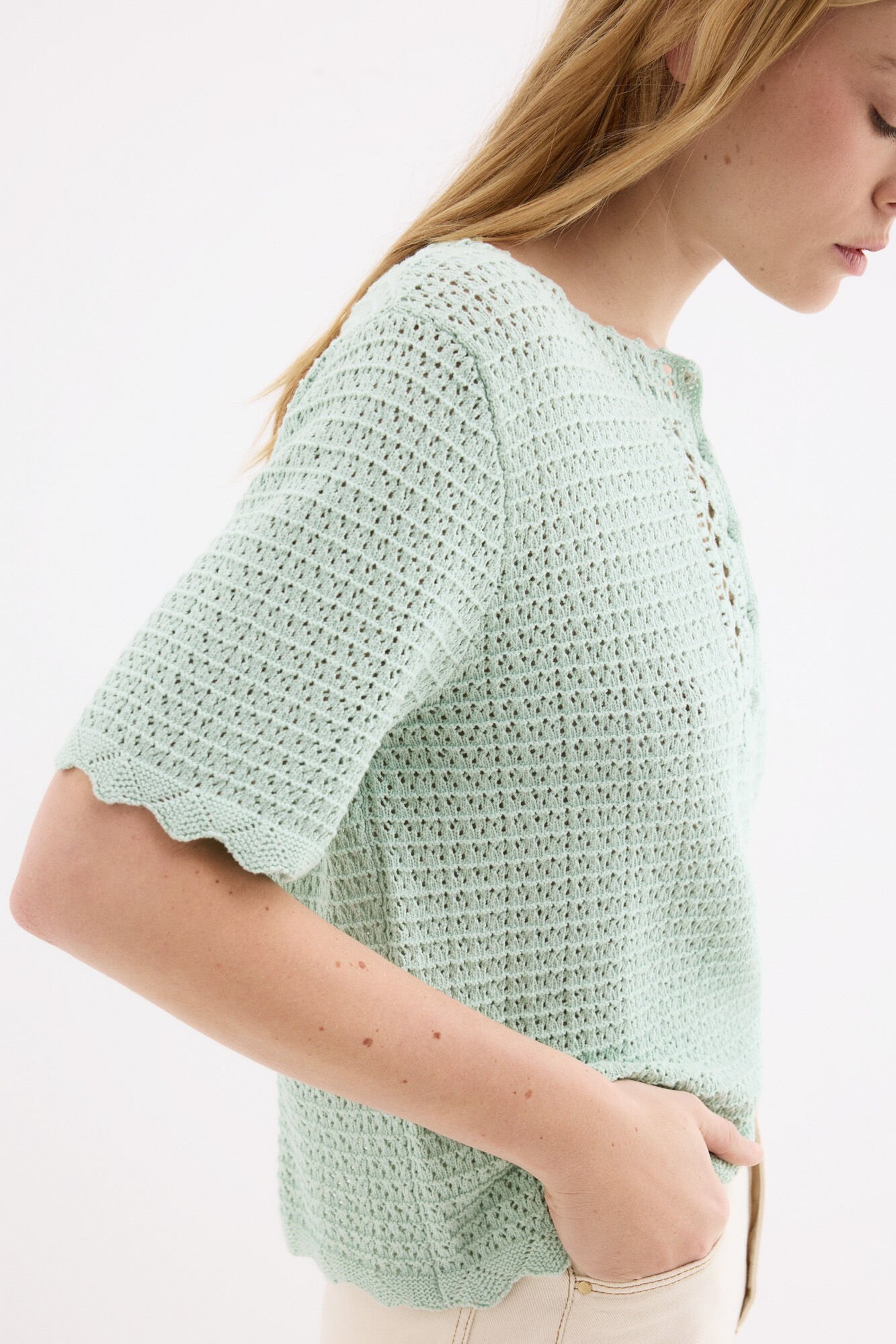 Pedro del Hierro Crochet knit top Turquoise