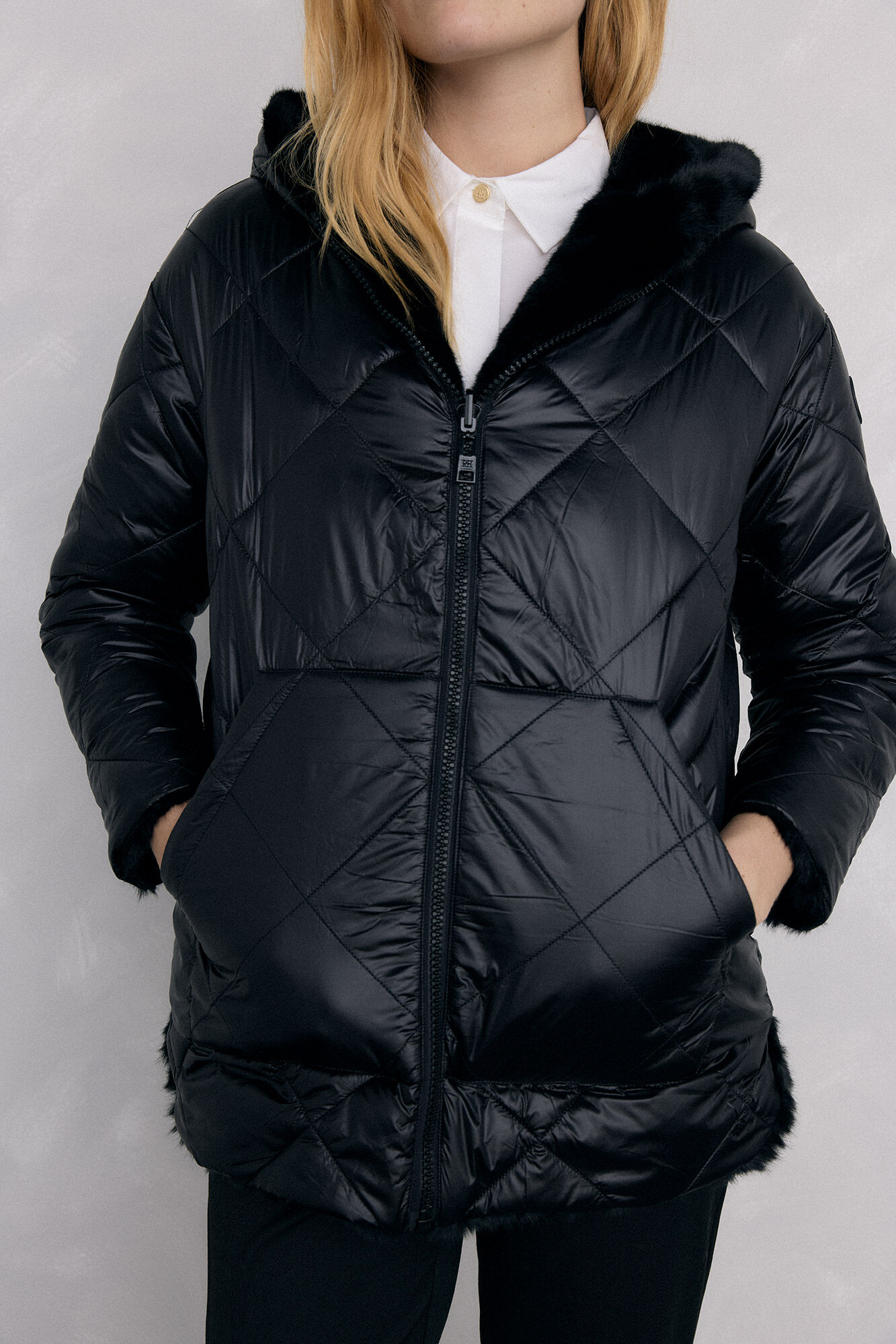 Pedro del Hierro Parka de pele revers&iacute;vel Preto