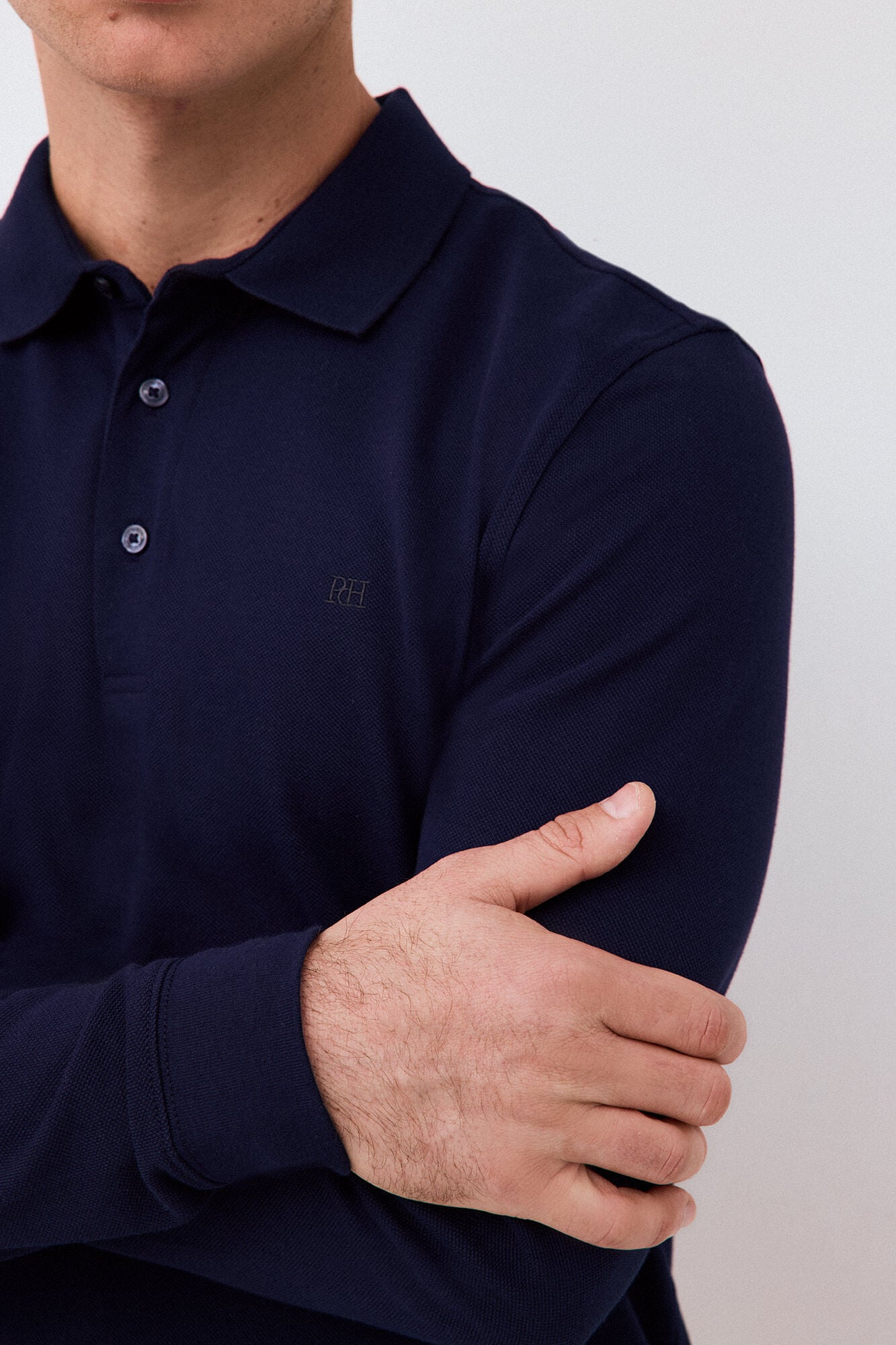 Pedro del Hierro Piqu&eacute; long sleeve polo shirt Blue