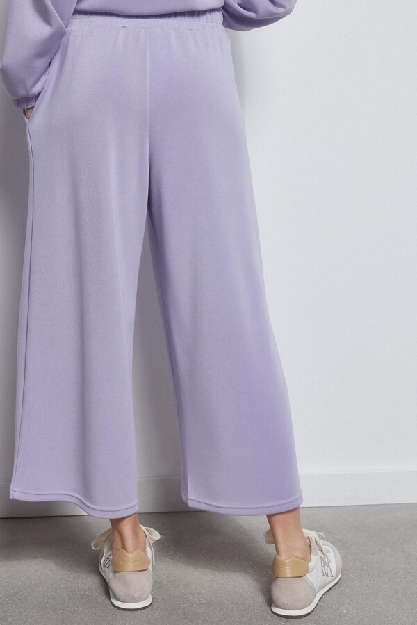 Pedro del Hierro Soft touch wide leg cropped trousers Purple