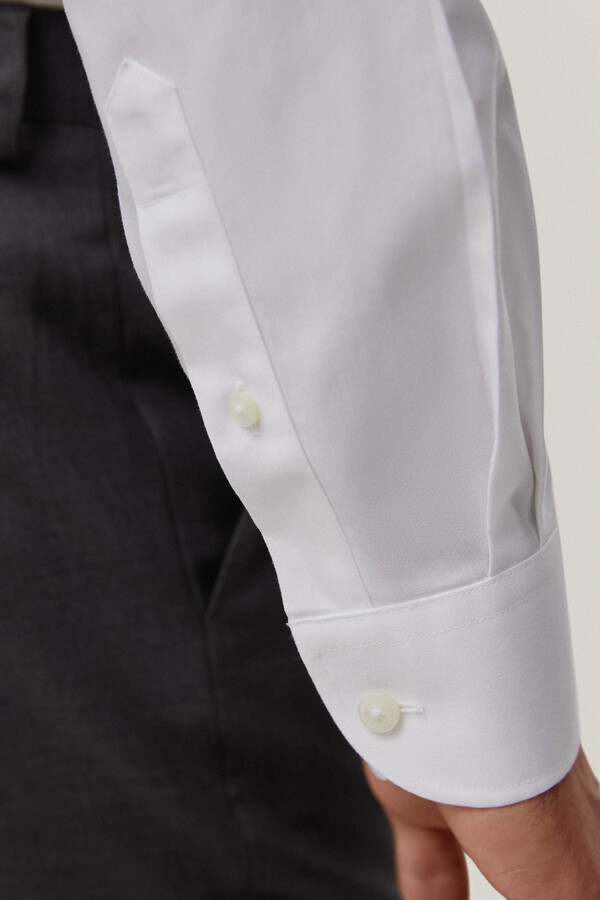 Pedro del Hierro Camisa vestir pinpoint liso non iron + antimanchas Branco