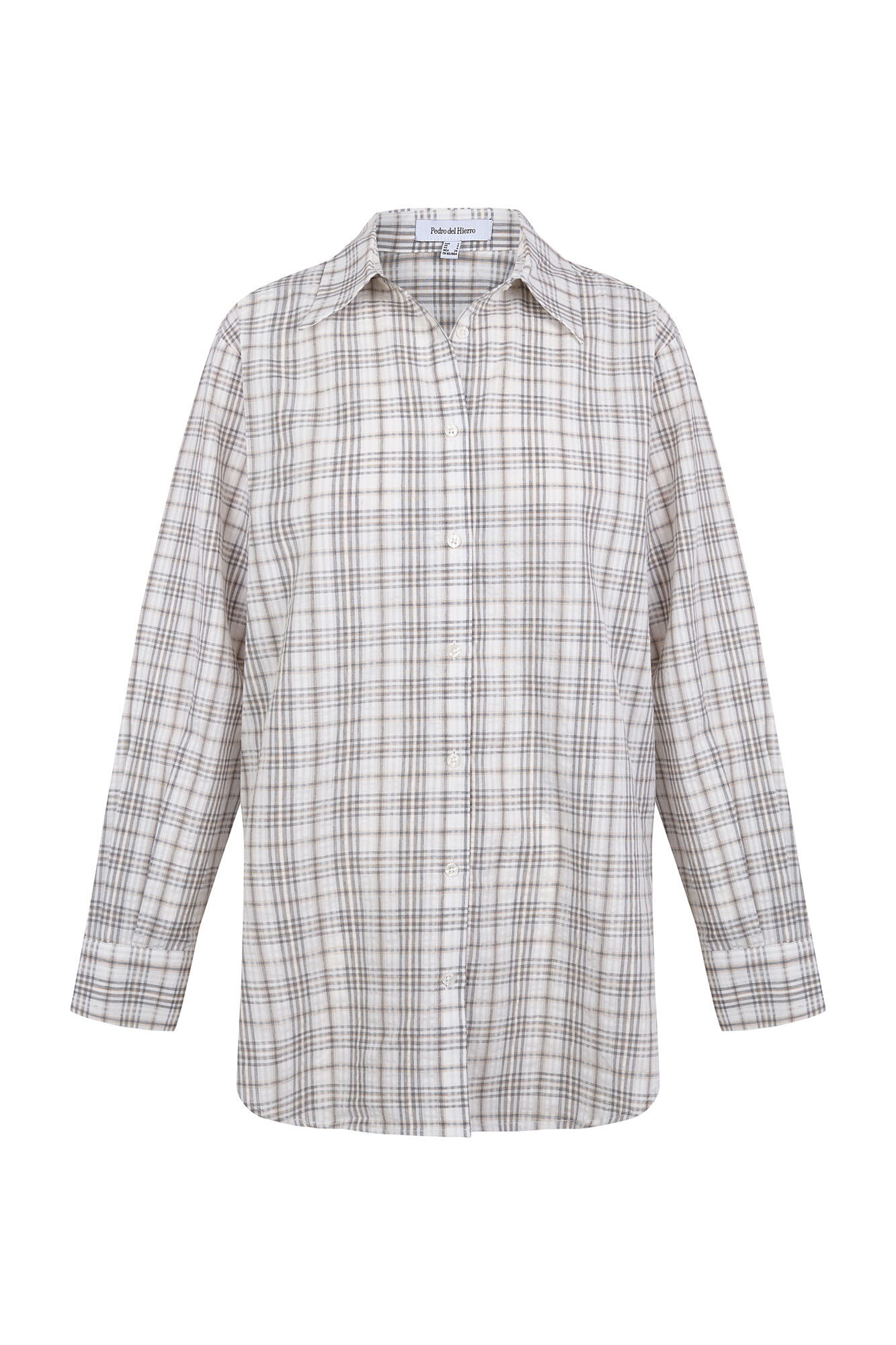 Pedro del Hierro Camisa xadrez larga Cizento