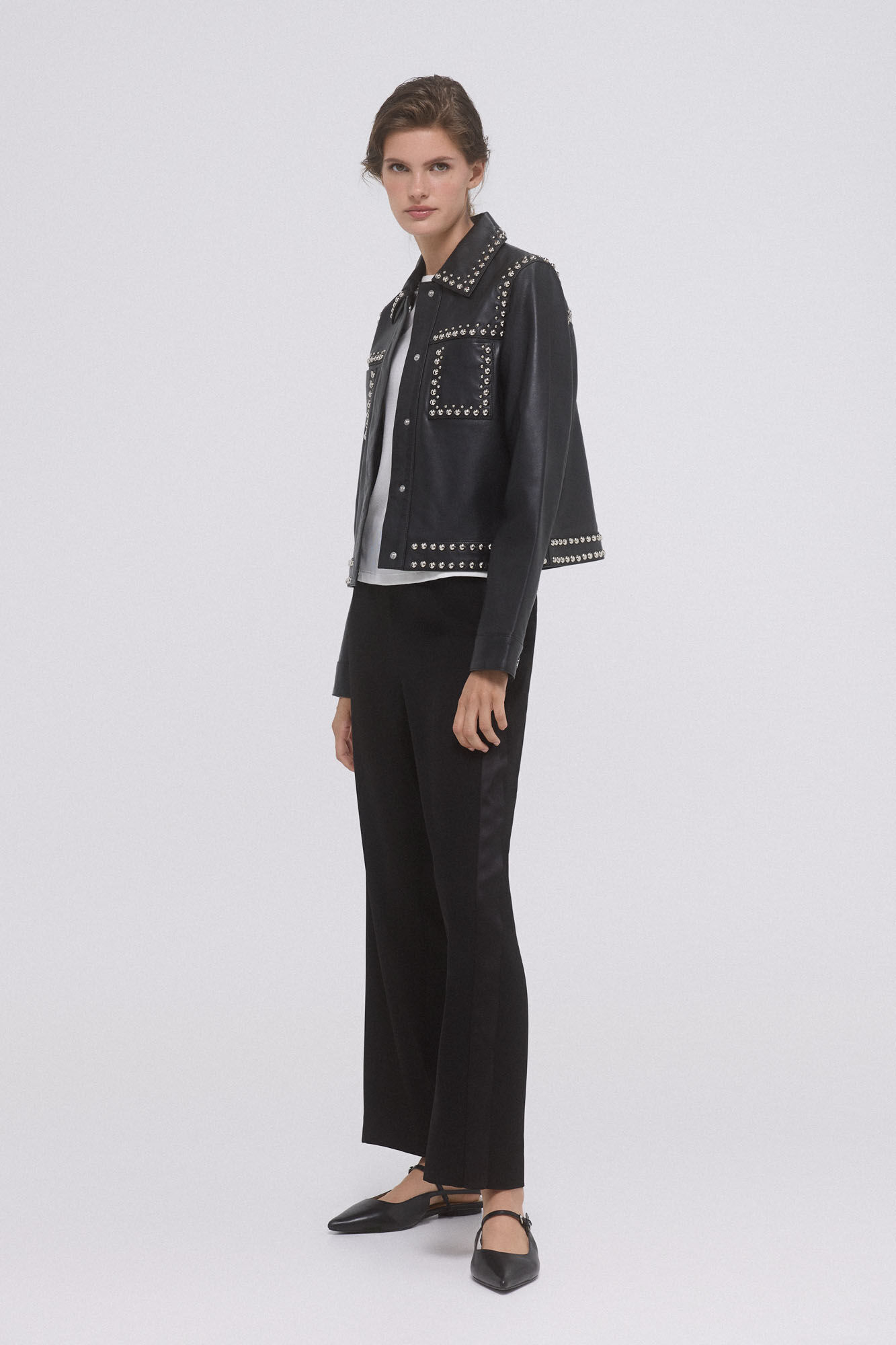 Pedro del Hierro Studded napa jacket Black