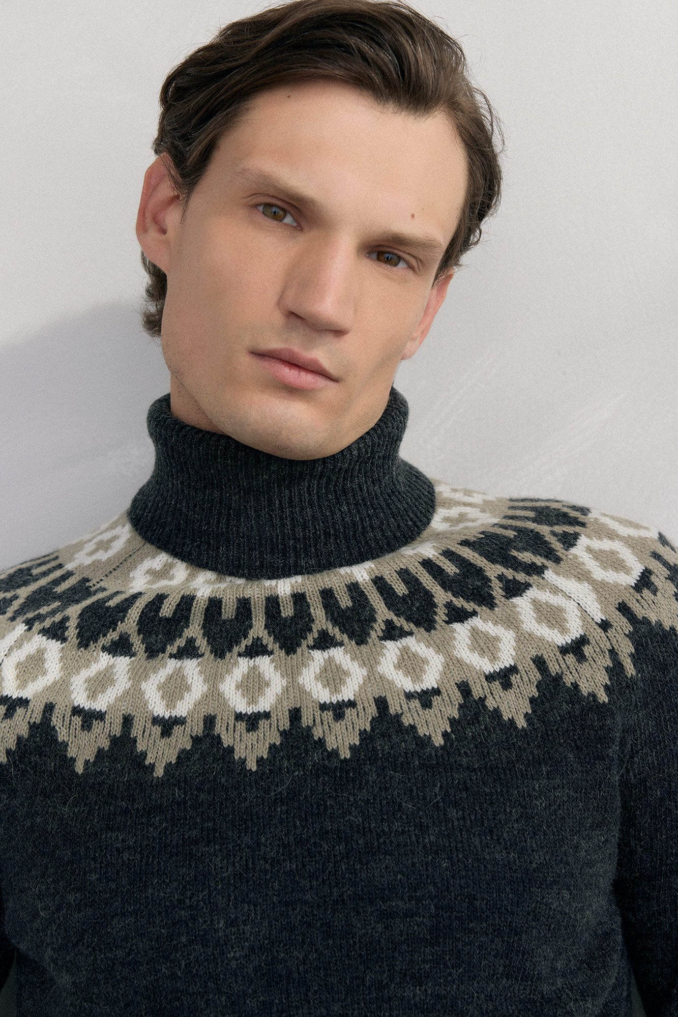 Pedro del Hierro Christmas sweater with wool and alpaca high neck Grey