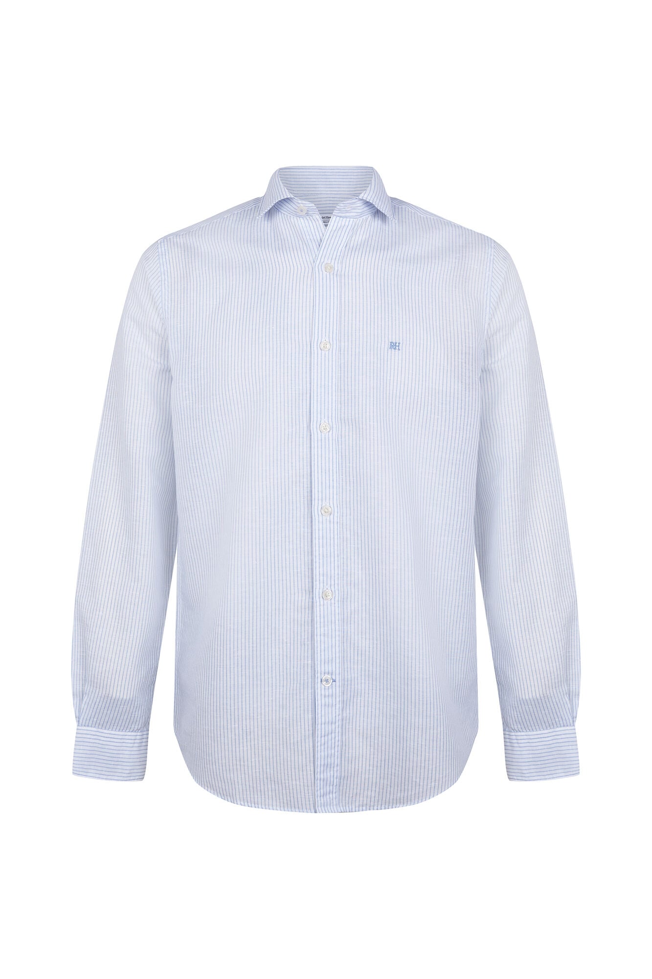 Pedro del Hierro Linen striped easy-iron dress shirt Blue