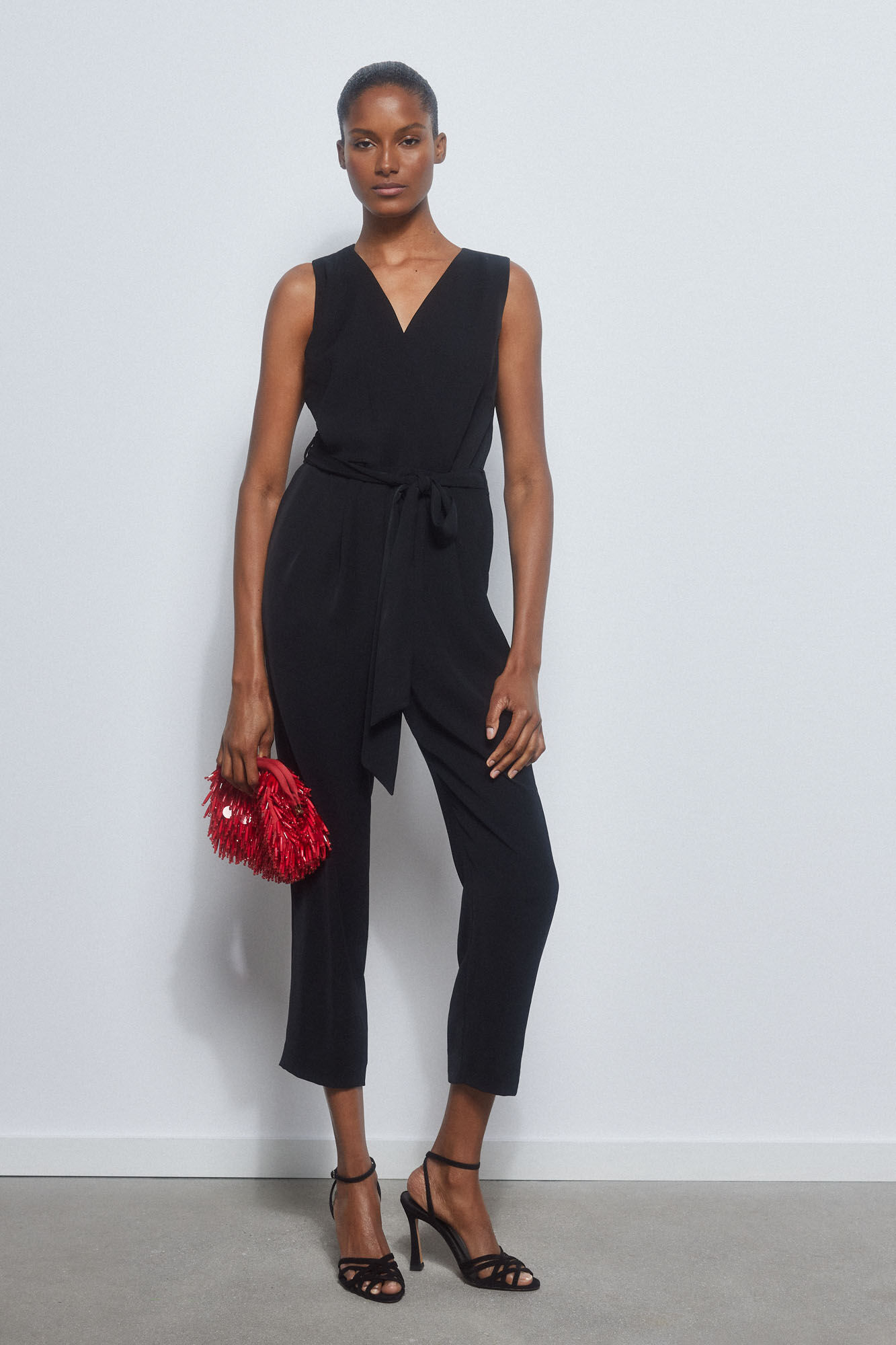 Pedro del Hierro Crossover jumpsuit with belt Black