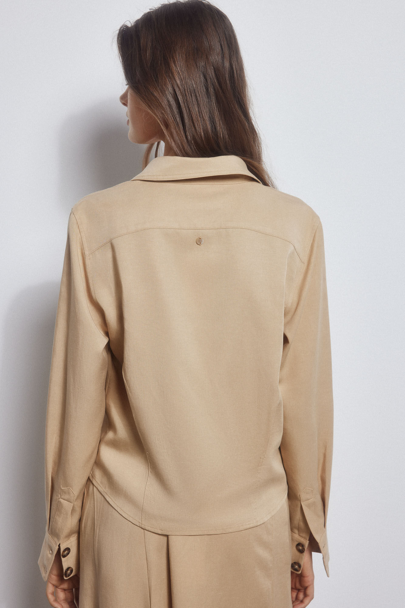 Pedro del Hierro Tencel shirt with pockets Beige