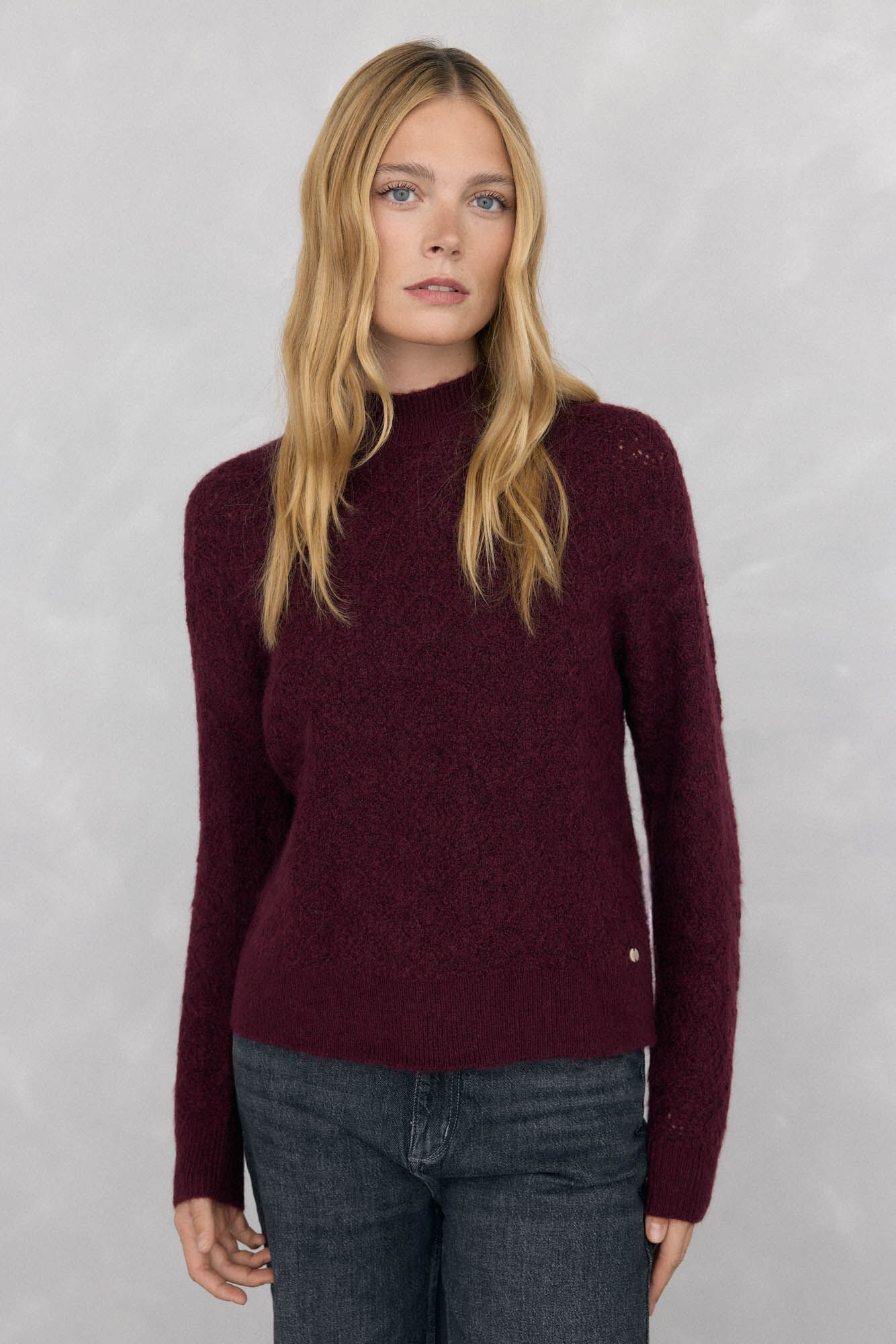 Pedro del Hierro Su&eacute;ter oversized de fantasia Bordeaux