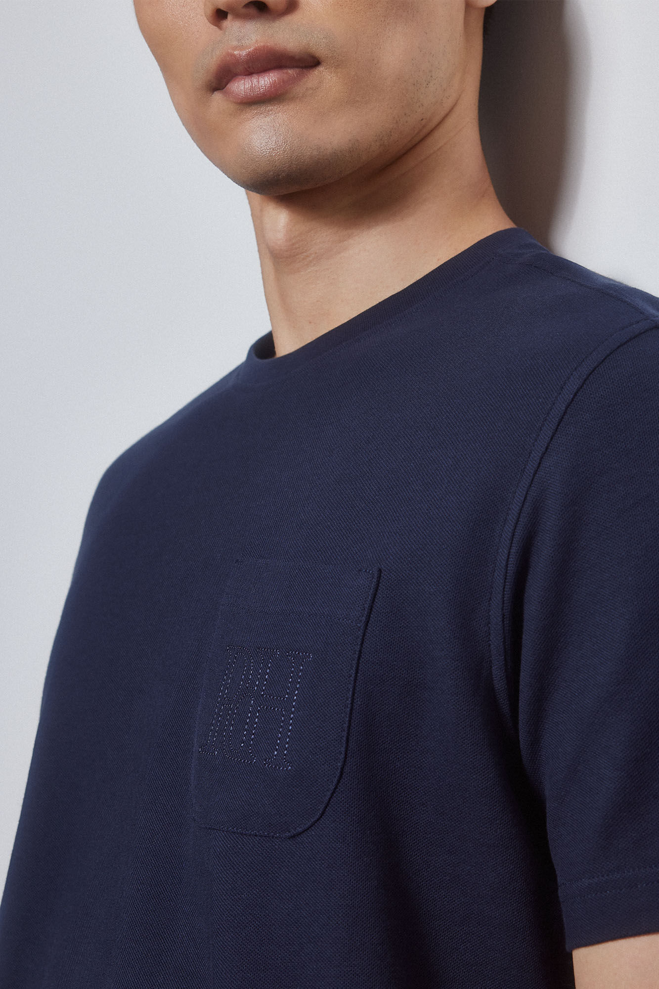 Pedro del Hierro Piqu&eacute; T-shirt with pocket Blue