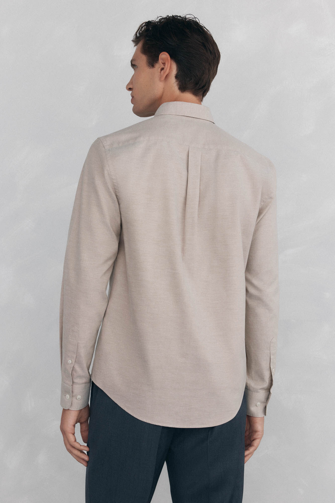 Pedro del Hierro Plain non-iron Oxford shirt Beige
