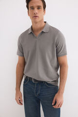 Pedro del Hierro Textured polo shirt Grey