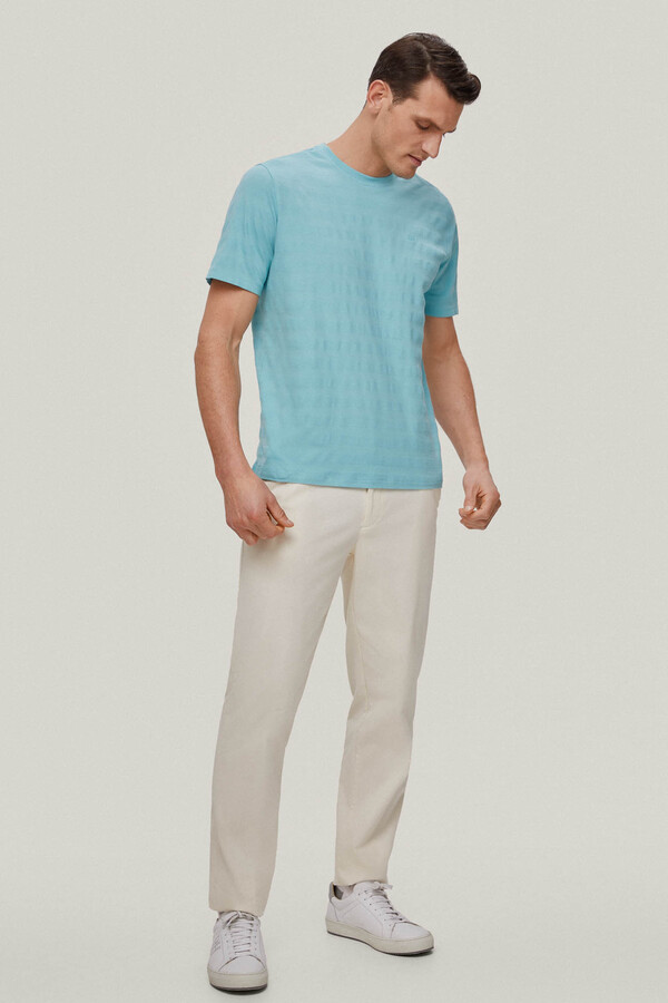 Pedro del Hierro Patterned jacquard T-shirt Turquoise