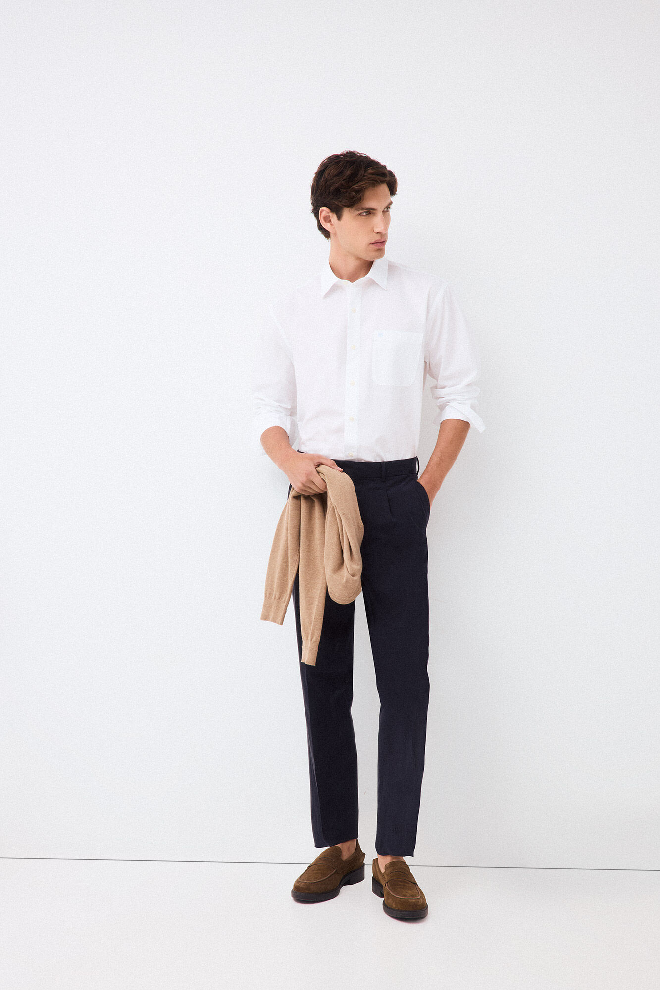 Pedro del Hierro Plain poplin relaxed fit shirt White