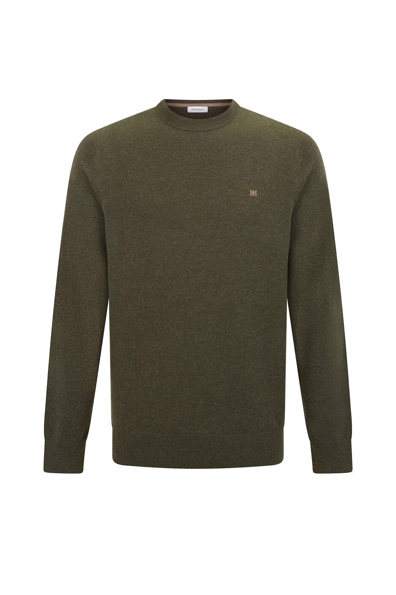 Pedro del Hierro Merino wool and cashmere crew neck sweater Green